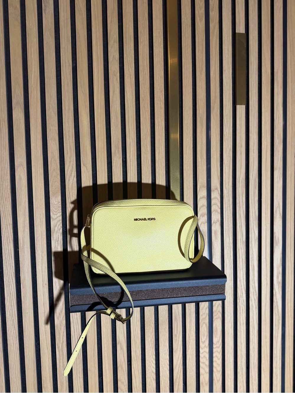 Michael Kors Yellow Pebbled Leather Crossbody Camera Bag